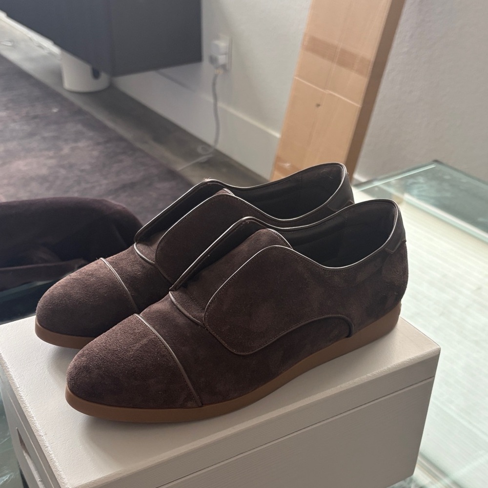 Sarah Flint Brown Suede Slip-On Flats
